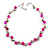 13mm Deep Pink, Silver Mirror Bead Wire Necklace In Silver Tone - 50cm L/ 4cm Ext