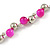 13mm Deep Pink, Silver Mirror Bead Wire Necklace In Silver Tone - 50cm L/ 4cm Ext - view 3