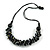 Button Shape Wood Bead with Black Cotton Cord Necklace (Black, Gold, White) - 60cm L