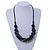 Button Shape Wood Bead with Black Cotton Cord Necklace (Black, Gold, White) - 60cm L - view 2