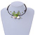 Green/ White Sea Shell Butterfly Pendant with Flex Wire Choker Necklace - Adjustable - view 2