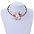 Pastel Pink Sea Shell Butterfly Pendant with Flex Wire Choker Necklace - Adjustable - view 2