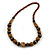 Stylish Wood Bead Necklace In Brown - 62cm L