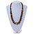 Stylish Wood Bead Necklace In Brown - 62cm L - view 2