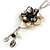 Romantic Antique White/ Black Shell and Faux Pearl Bead Flower Pendant with Silver Tone Chain - 78cm L - view 4