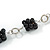 Black Ceramic Cluster Bead with Silver Link Faux Leather Cord Necklace - 76cm L - view 4