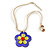 Romantic Shell Flower Pendant with Cream Faux Suede Cords (Purple, Lime Green, Red) - 40cm L - view 3