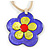 Romantic Shell Flower Pendant with Cream Faux Suede Cords (Purple, Lime Green, Red) - 40cm L