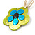 Romantic Shell Flower Pendant with Cream Faux Suede Cords (Lime Green, Blue, Black) - 40cm L - view 4