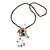 Multicoloured Shell Flower Pendant with Waxed Cotton Cord Necklace - 60cm L/ 9cm Front Drop - view 3
