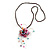 Magenta Shell Flower Pendant with Waxed Cotton Cord Necklace - 60cm L/ 9cm Front Drop - view 3