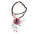 Magenta Shell Flower Pendant with Waxed Cotton Cord Necklace - 60cm L/ 9cm Front Drop - view 4