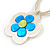 Romantic Shell Flower Pendant with Cream Faux Suede Cords (White, Blue, Olive) - 40cm L - view 4
