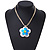 Romantic Shell Flower Pendant with Cream Faux Suede Cords (White, Blue, Olive) - 40cm L - view 2
