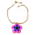 Romantic Shell Flower Pendant with Cream Faux Suede Cords (Deep Pink, Blue) - 40cm L - view 4