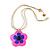 Romantic Shell Flower Pendant with Cream Faux Suede Cords (Deep Pink, Blue) - 40cm L - view 3