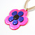 Romantic Shell Flower Pendant with Cream Faux Suede Cords (Deep Pink, Blue) - 40cm L - view 5