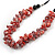 Stylish Cluster Shell Bead with Black Cotton Cord Necklace (Red) - 66cm Long - view 3