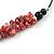 Stylish Cluster Shell Bead with Black Cotton Cord Necklace (Red) - 66cm Long - view 4