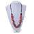 Stylish Cluster Shell Bead with Black Cotton Cord Necklace (Red) - 66cm Long - view 2