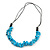 Stylish Cluster Shell Bead with Black Cotton Cord Necklace (Light Blue) - 66cm Long - view 3