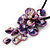 Purple Shell Flower Pendant with Black Faux Leather Cord Necklace - 44cm/ 4cm Ext/ 12cm Front Drop - view 4