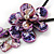 Purple Shell Flower Pendant with Black Faux Leather Cord Necklace - 44cm/ 4cm Ext/ 12cm Front Drop - view 5