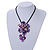 Purple Shell Flower Pendant with Black Faux Leather Cord Necklace - 44cm/ 4cm Ext/ 12cm Front Drop - view 2