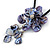 Violet Blue Shell Flower Pendant with Black Faux Leather Cord Necklace - 44cm/ 4cm Ext/ 12cm Front Drop - view 4