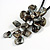 Dark Grey Shell Flower Pendant with Black Faux Leather Cord Necklace - 44cm/ 4cm Ext/ 12cm Front Drop - view 4