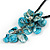 Blue Shell Flower Pendant with Black Faux Leather Cord Necklace - 44cm/ 4cm Ext/ 10cm Front Drop - view 4