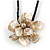 Large Anttique White Shell Flower Pendant with Black Faux Leather Cord - 40cm L/ 4cm Ext - view 3