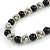 Black Ceramic Bead and Silver Tone Decorative Element Necklace - 46cm L/ 6cm Ext - view 3