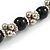 Black Ceramic Bead and Silver Tone Decorative Element Necklace - 46cm L/ 6cm Ext - view 4