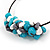 Chunky Semiprecious Stone Cluster Pendant with Flex Wire Choker Necklace (Blue/ Grey/ White) - Adjustable - view 4