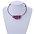 Chunky Semiprecious Stone Cluster Pendant with Flex Wire Choker Necklace (Purple) - Adjustable - view 2
