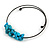 Chunky Semiprecious Stone Cluster Pendant with Flex Wire Choker Necklace (Blue/ Black) - Adjustable - view 3