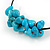 Chunky Semiprecious Stone Cluster Pendant with Flex Wire Choker Necklace (Blue/ Black) - Adjustable - view 4