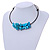 Chunky Semiprecious Stone Cluster Pendant with Flex Wire Choker Necklace (Blue/ Black) - Adjustable - view 2