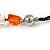 Orange/ Transparent Square Resin Bead with Black Cords Necklace - 70cm Long - view 5