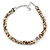 Statement Chunky White/ Bronze/ Light Brown Glass Bead Collar Style Necklace - 44cm L/ 5cm Ext