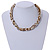 Statement Chunky White/ Bronze/ Light Brown Glass Bead Collar Style Necklace - 44cm L/ 5cm Ext - view 2