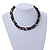 Statement Chunky Black/ White/ Bronze/ Peacock Glass Bead Collar Style Necklace - 44cm L/ 5cm Ext - view 2
