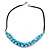 Light Blue Coin Shell Bead Cluster with Black Faux Leather Cord Necklace - 54cm L - view 6