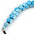 Light Blue Coin Shell Bead Cluster with Black Faux Leather Cord Necklace - 54cm L - view 4