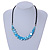 Light Blue Coin Shell Bead Cluster with Black Faux Leather Cord Necklace - 54cm L - view 2