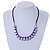 Romantic Purple Shell Black Faux Leather Cord Necklace - 53cm Long - view 2