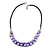 Romantic Purple Shell Black Faux Leather Cord Necklace - 53cm Long