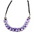 Romantic Purple Shell Black Faux Leather Cord Necklace - 53cm Long - view 3