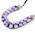 Romantic Purple Shell Black Faux Leather Cord Necklace - 53cm Long - view 4
